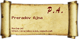 Preradov Ajna névjegykártya